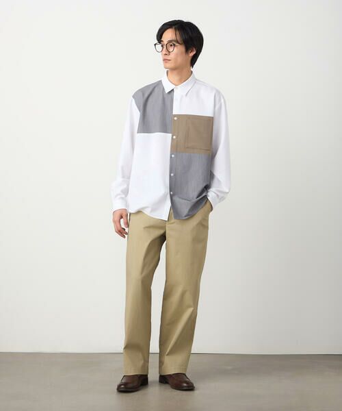 COMME CA ISM / コムサイズム シャツ・ブラウス | ウールライク ストレッチツイル ブロッキングシャツ | 詳細1