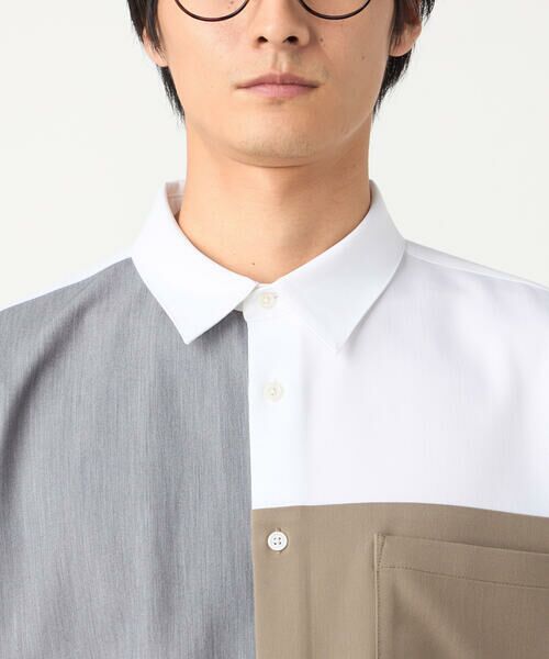 COMME CA ISM / コムサイズム シャツ・ブラウス | ウールライク ストレッチツイル ブロッキングシャツ | 詳細6