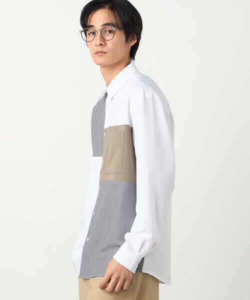 COMME CA ISM / コムサイズム シャツ・ブラウス | ウールライク ストレッチツイル ブロッキングシャツ | 詳細2