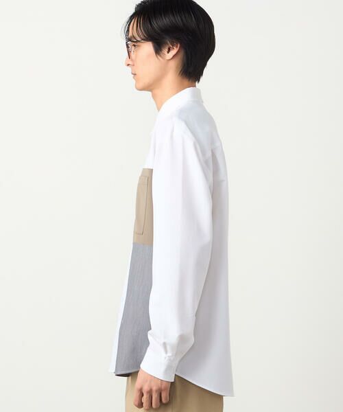 COMME CA ISM / コムサイズム シャツ・ブラウス | ウールライク ストレッチツイル ブロッキングシャツ | 詳細4