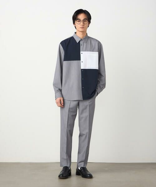 COMME CA ISM / コムサイズム シャツ・ブラウス | ウールライク ストレッチツイル ブロッキングシャツ | 詳細12