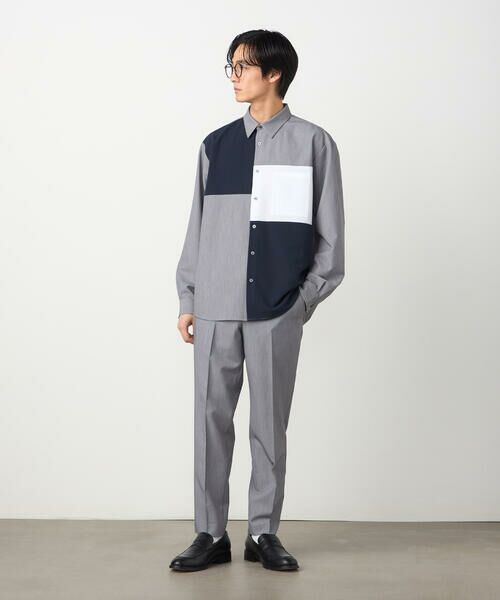 COMME CA ISM / コムサイズム シャツ・ブラウス | ウールライク ストレッチツイル ブロッキングシャツ | 詳細13