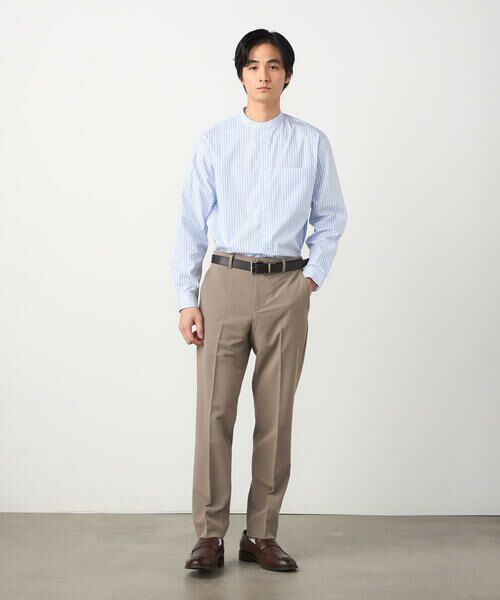 COMME CA ISM / コムサイズム シャツ・ブラウス | 綿 ナイロン ストレッチ ストライプ バンドカラーシャツ | 詳細1