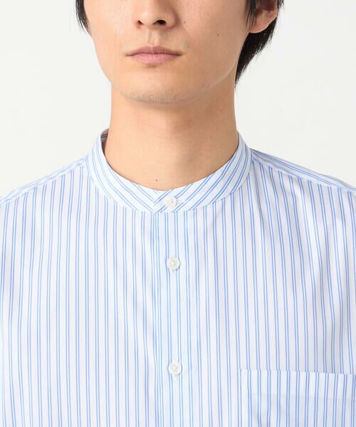 COMME CA ISM / コムサイズム シャツ・ブラウス | 綿 ナイロン ストレッチ ストライプ バンドカラーシャツ | 詳細6
