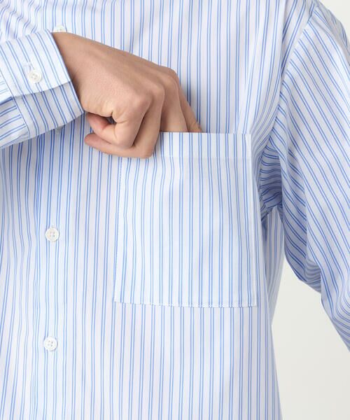 COMME CA ISM / コムサイズム シャツ・ブラウス | 綿 ナイロン ストレッチ ストライプ バンドカラーシャツ | 詳細7