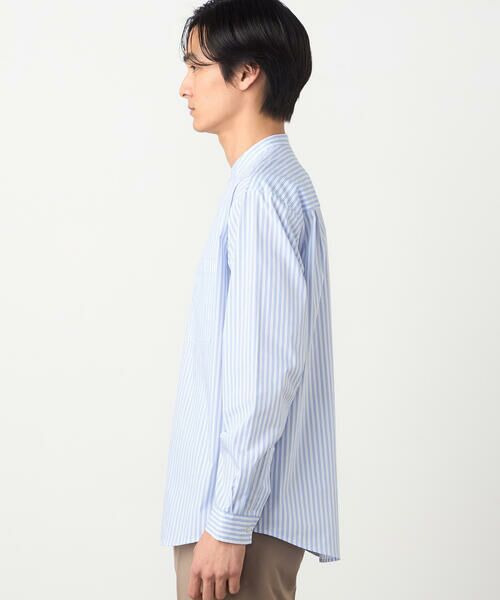 COMME CA ISM / コムサイズム シャツ・ブラウス | 綿 ナイロン ストレッチ ストライプ バンドカラーシャツ | 詳細4