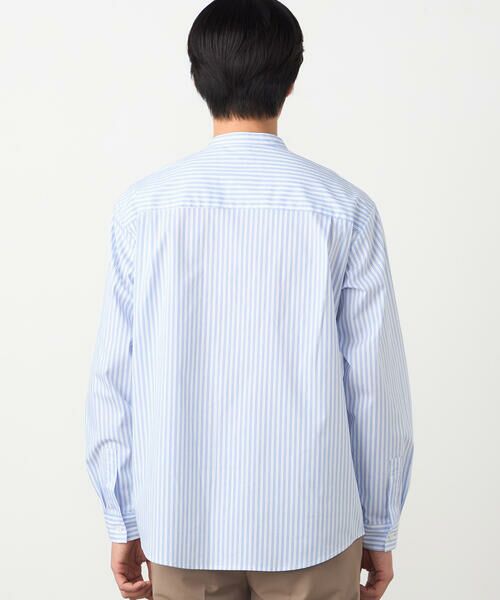 COMME CA ISM / コムサイズム シャツ・ブラウス | 綿 ナイロン ストレッチ ストライプ バンドカラーシャツ | 詳細5