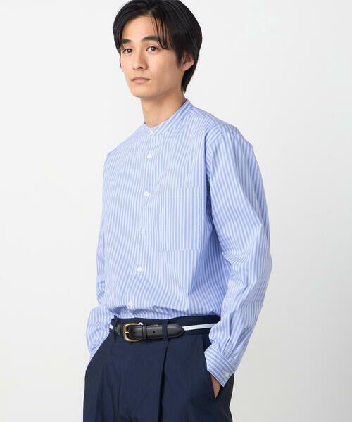COMME CA ISM / コムサイズム シャツ・ブラウス | 綿 ナイロン ストレッチ ストライプ バンドカラーシャツ | 詳細13