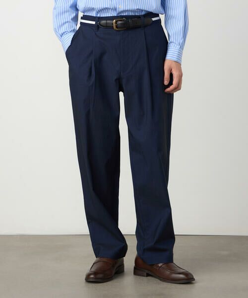 COMME CA ISM / コムサイズム その他パンツ | 【スマートベーシックパンツ】ハイテンションツイル ワイドテーパードパンツ(ネイビー)