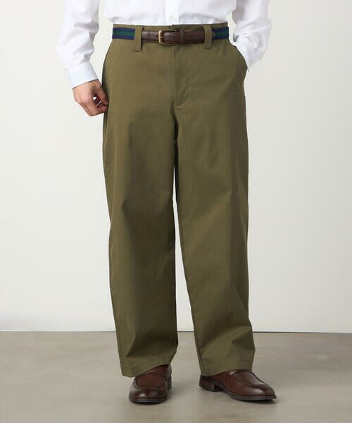 COMME CA ISM / コムサイズム その他パンツ | コットンストレッチツイル ノータックワイドテーパードパンツ（カーキ）