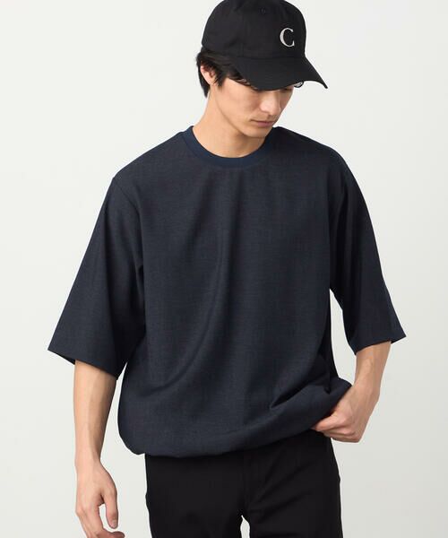 COMME CA ISM / コムサイズム カットソー | デニムライクストレッチ ５分袖プルオーバー | 詳細3