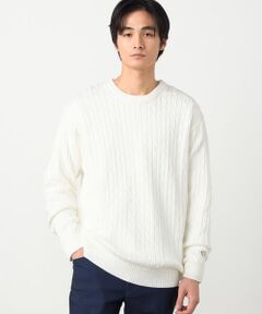 COMME CA ISM / コムサイズム ニット・セーター | ケーブル柄 クルーネックプルオーバー