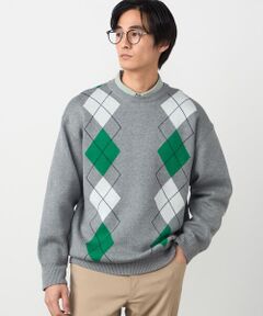 COMME CA ISM / コムサイズム ニット・セーター | アーガイル柄 クルーネックプルオーバー