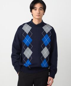 COMME CA ISM / コムサイズム ニット・セーター | アーガイル柄 クルーネックプルオーバー