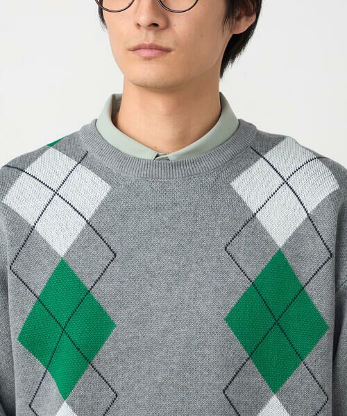 COMME CA ISM / コムサイズム ニット・セーター | アーガイル柄 クルーネックプルオーバー | 詳細7