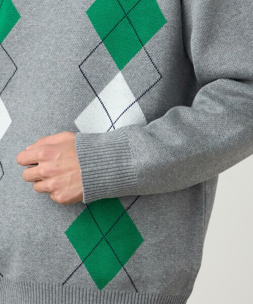 COMME CA ISM / コムサイズム ニット・セーター | アーガイル柄 クルーネックプルオーバー | 詳細8