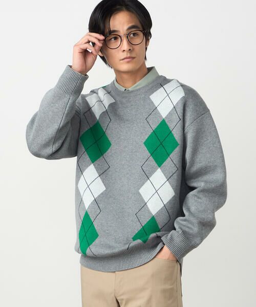 COMME CA ISM / コムサイズム ニット・セーター | アーガイル柄 クルーネックプルオーバー | 詳細2