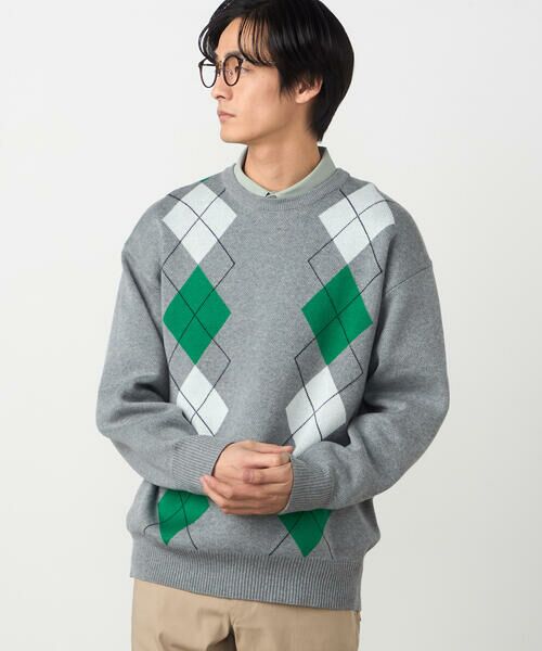 COMME CA ISM / コムサイズム ニット・セーター | アーガイル柄 クルーネックプルオーバー | 詳細3