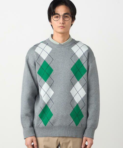 COMME CA ISM / コムサイズム ニット・セーター | アーガイル柄 クルーネックプルオーバー | 詳細4