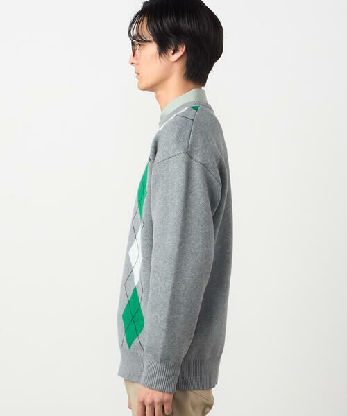 COMME CA ISM / コムサイズム ニット・セーター | アーガイル柄 クルーネックプルオーバー | 詳細5