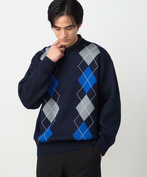 COMME CA ISM / コムサイズム ニット・セーター | アーガイル柄 クルーネックプルオーバー | 詳細14