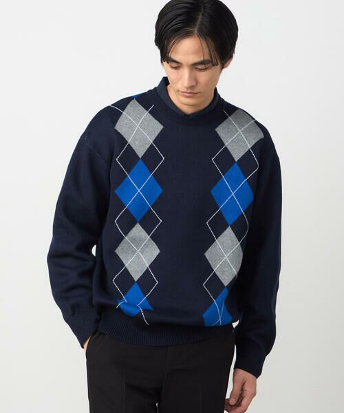 COMME CA ISM / コムサイズム ニット・セーター | アーガイル柄 クルーネックプルオーバー | 詳細15
