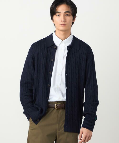 COMME CA ISM / コムサイズム カーディガン・ボレロ | ケーブル柄 カーディガン(ネイビー)