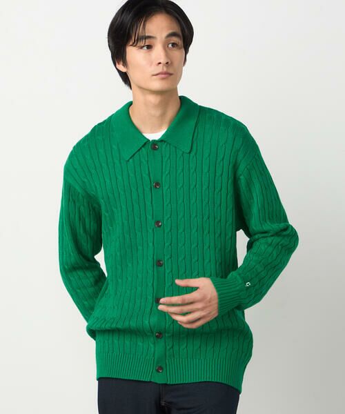 COMME CA ISM / コムサイズム カーディガン・ボレロ | ケーブル柄 カーディガン(グリーン)