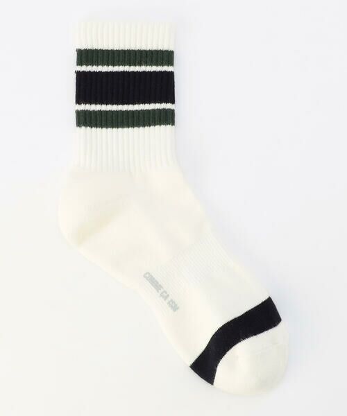 COMME CA ISM / コムサイズム ソックス | 裏パイル ラインボーダー柄 ソックス（ホワイト）