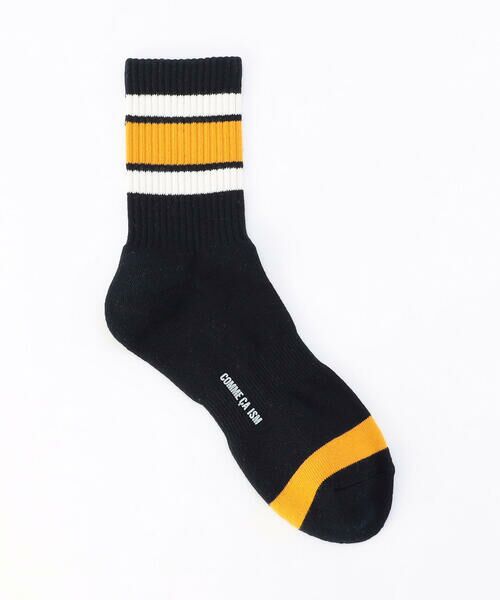 COMME CA ISM / コムサイズム ソックス | 裏パイル ラインボーダー柄 ソックス（ネイビー）