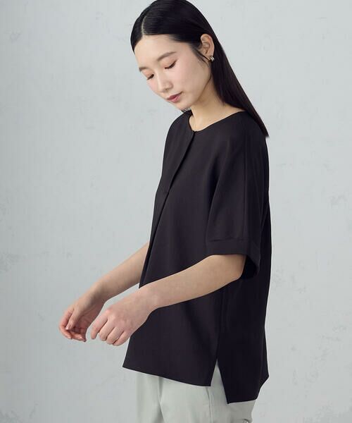 COMME CA ISM / コムサイズム シャツ・ブラウス | 【ＵＶカット・吸汗速乾・接触冷感】kireri ポリエステルストレッチドライツイル Tブラウス/セットアップ対応（ブラック）