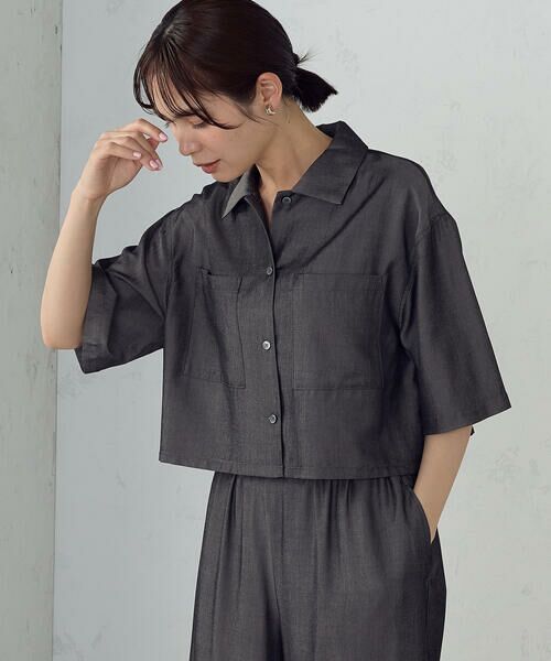 COMME CA ISM / コムサイズム シャツ・ブラウス | コンパクトシャツ/セットアップ対応（ブラック）