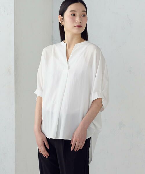 COMME CA ISM / コムサイズム シャツ・ブラウス | ポリエステルデシン スキッパーTブラウス | 詳細7