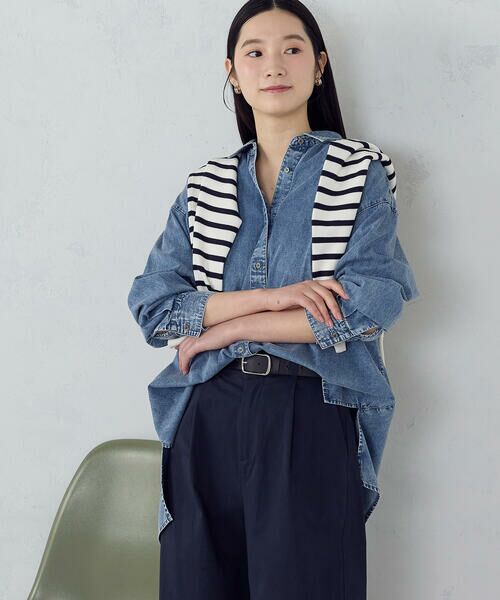 COMME CA ISM / コムサイズム シャツ・ブラウス | ビッグダンガリーシャツ（ブルーケミカル）