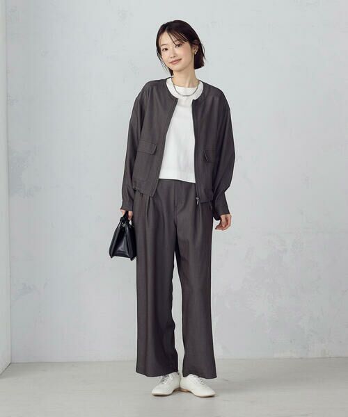 COMME CA ISM / コムサイズム ブルゾン | デニムライク ノーカラーブルゾン/セットアップ対応 | 詳細4