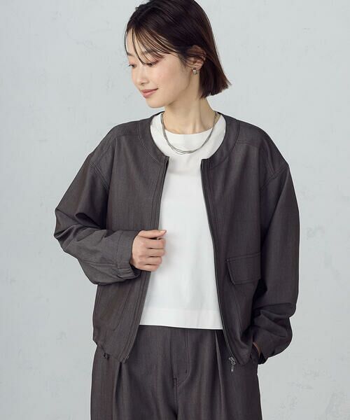 COMME CA ISM / コムサイズム ブルゾン | デニムライク ノーカラーブルゾン/セットアップ対応 | 詳細5