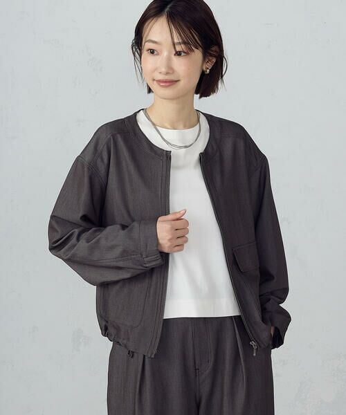 COMME CA ISM / コムサイズム ブルゾン | デニムライク ノーカラーブルゾン/セットアップ対応 | 詳細6