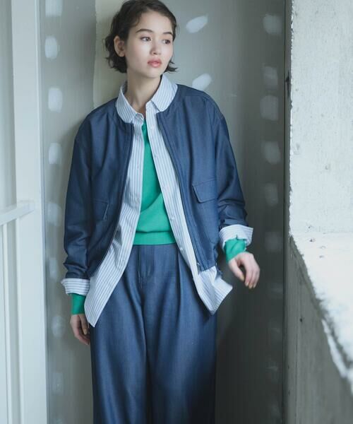 COMME CA ISM / コムサイズム ブルゾン | デニムライク ノーカラーブルゾン/セットアップ対応 | 詳細9