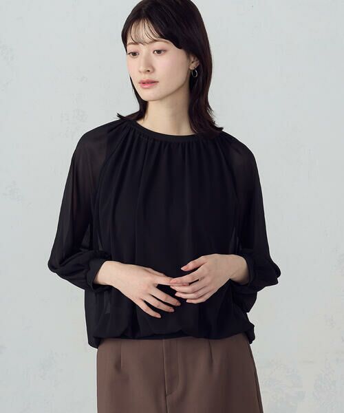 COMME CA ISM / コムサイズム シャツ・ブラウス | 【セットアイテム】ギャザーブラウス+タンクトップ（ブラック）