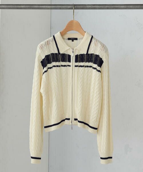 COMME CA ISM / コムサイズム カーディガン・ボレロ | 【ウォッシャブル】配色ライン 襟つきジップカーディガン | 詳細6