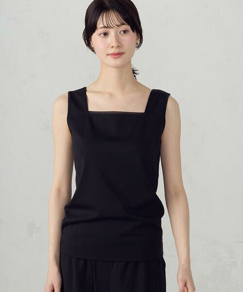 COMME CA ISM / コムサイズム タンクトップ | 2WAYスクエア ネックタンクトップ（ブラック）