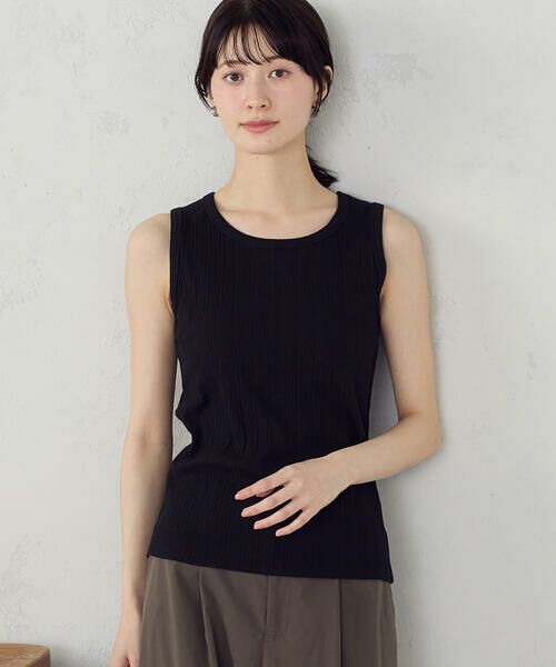 COMME CA ISM / コムサイズム タンクトップ | ランダム リブタンクトップ（ブラック）