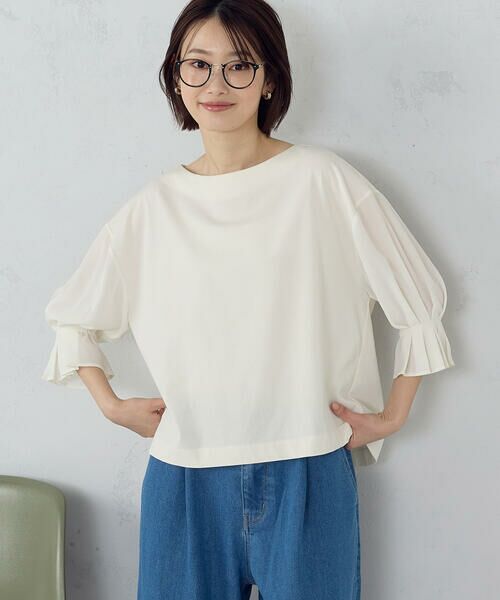 COMME CA ISM / コムサイズム カットソー | 【接触冷感】キャンディスリーブ カットソー（ホワイト）