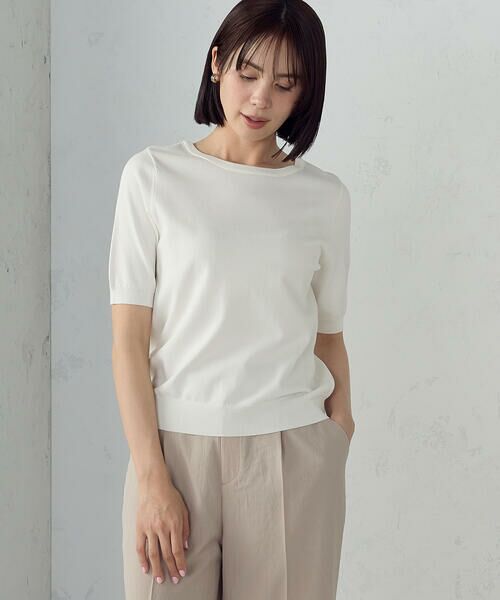 COMME CA ISM / コムサイズム ニット・セーター | 【ウォッシャブル・UVカット】ベーシック 2WAYネック5分袖ニット | 詳細9