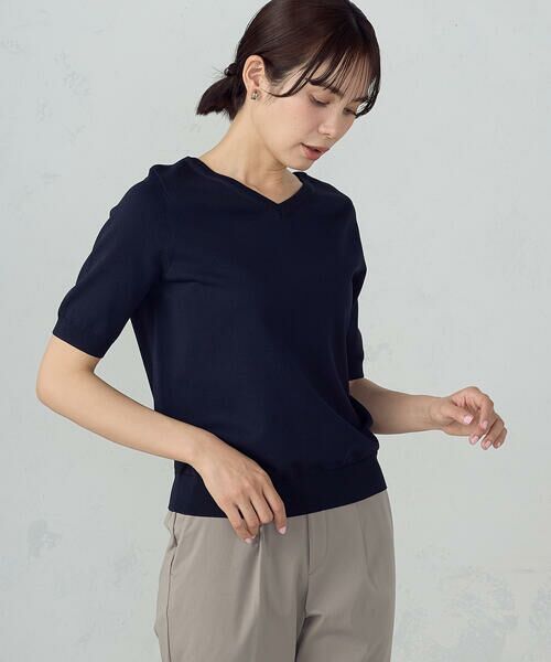 COMME CA ISM / コムサイズム ニット・セーター | 【ウォッシャブル・UVカット】ベーシック 2WAYネック5分袖ニット | 詳細15