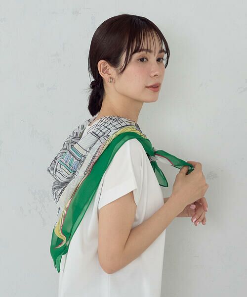 COMME CA ISM / コムサイズム マフラー・ショール・スヌード・ストール | スクランブル風景プリント スカーフ | 詳細11