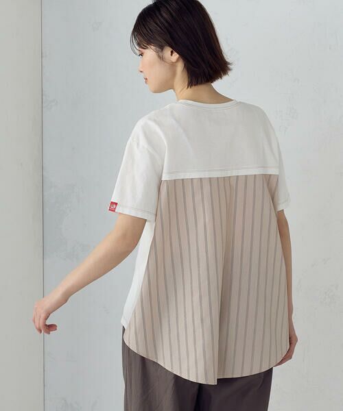 COMME CA ISM / コムサイズム カットソー | ドビーストライプ バックフレアＴシャツ | 詳細4