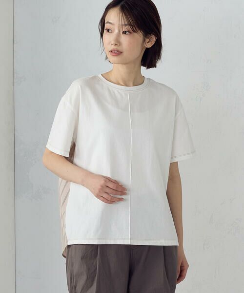 COMME CA ISM / コムサイズム カットソー | ドビーストライプ バックフレアＴシャツ | 詳細5