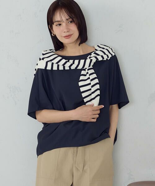 COMME CA ISM / コムサイズム シャツ・ブラウス | 【UVカット・接触冷感・吸水速乾】リラックス Tブラウス（ネイビー）