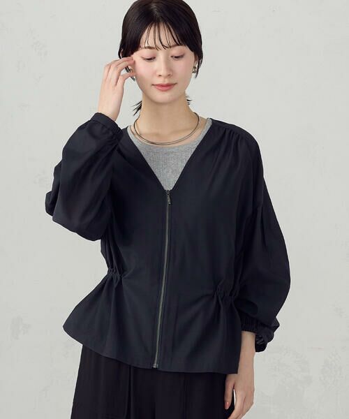 COMME CA ISM / コムサイズム ブルゾン | Vネック シアーブルゾン（ネイビー）